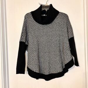 NWT LOFT Black & White Chevron Cowl Neck Sweater